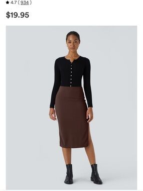 Halara Sleek High-Waist Brown Pencil Skirt - Women's